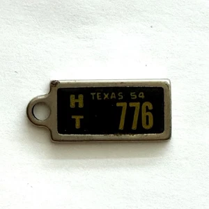 RARE VTG DAV Disabled Veterans Mini License Plate Texas 1954 Key Chain Ring Tab - Picture 1 of 2