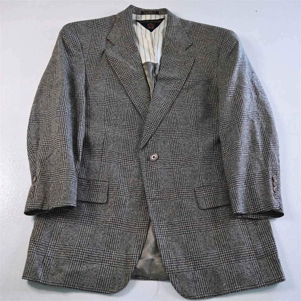 Chaqueta Blazer Abrigo Deportivo Tommy Hilfiger 40S Marrón Cuadros Seda Tweed De Colección Hecha en EE. UU. Foto 1 de 4