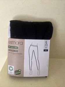 Esmara Leggings Donna Con Cotone Organico Taglia Large 16/18 Nero - Foto 1 di 3