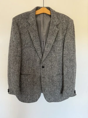 Vintage Harris Tweed Jacket Blazer Grey Wool Sports Hunting 44 BHS England JA - Image 1 of 4