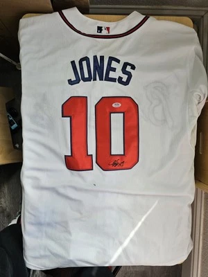 Chipper Jones Large Autograph Atlanta Braves Jersey PSA/ DNA COA - Image 1 of 2