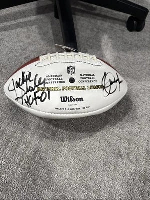 Eric Dickerson & Jackie Slater Dual Signed Auto Wilson White Panel Rams Insc HOF - Image 1 of 4