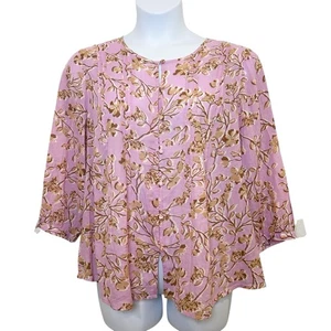J Jill Rosa Floral Pintuck Ligero Botón Top Talla XL Petite XLP Boho - Imagen 1 de 9
