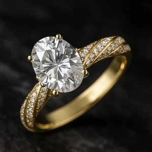 Lab Grown Diamond Solitaire Solid 14K Gold April Birthstone Ring #1014 - Picture 1 of 22