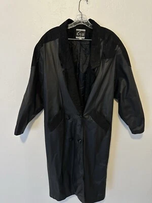 Jaqueta de couro vintage G-iii identidade global M paisley longa trench coat preta - Imagem 1 de 4