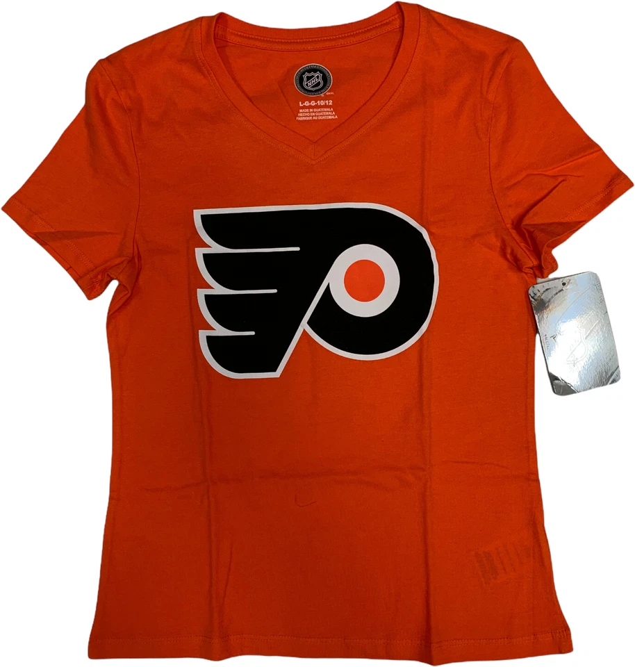 Philadelphia Flyers Girl's V-Neck Large Orange 10/12 - Image 1 of 1