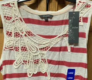 Po Pori Womens size L Cami Tank Top Pull Over Scoop Neck Comfort Stripe Red/Pink - Picture 1 of 2