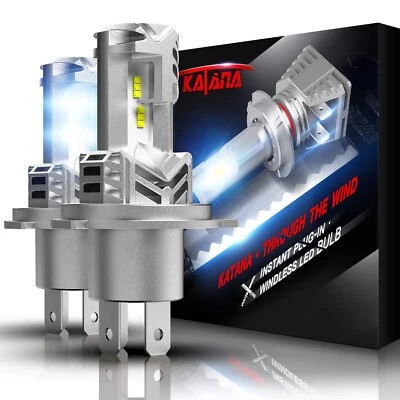 KATANA Combo 2 H4 9003 LED Headlight Kit Bulbs High Low Beam Super White 6500K - Image 1 of 4