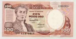Colombia 100 Pesos 7-8-1991 Pick 426A UNC Uncirculated Banknote - Picture 1 of 2