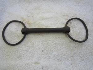 ANTIQUE PITTED & RUSTY MULLEN SINGLE IRON MOUTH BIT - DRILLED HOLES FOR RINGS - Picture 1 of 9