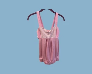 Lululemon Womens Size 6 Racerback Tank Top W/ Bra Pink And White Stripe - Picture 1 of 4