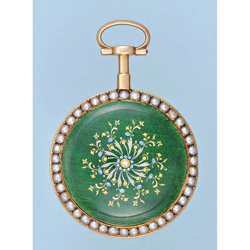 PEARL SET GOLD AND ENAMEL FRENCH VERGE - Image 1 of 4