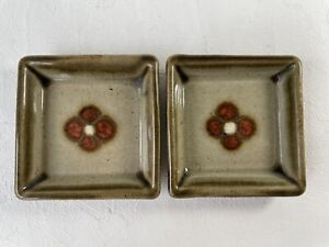 Vintage MADE IN Japan MASHIKO-WARE Pottery glaze A pair of mini flower-plates