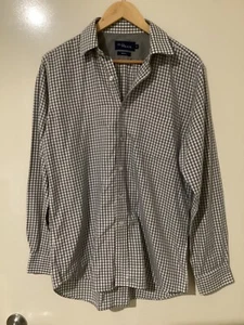 GLOWEAVE Mens Size 40 LS Shirt white grey Button Up Cotton Blend pockET - Picture 1 of 5