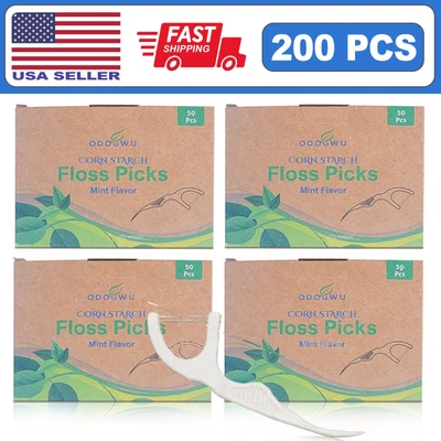 Selecciones de hilo dental -200 unidades - Sin BPA, púas de dientes veganas, hilo dental oral como nuevo Foto 1 de 4