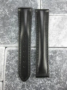 New 18mm Black Calf Leather Deployment Strap Black Watch Band for OMEGA - Picture 1 of 5