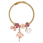 Pink Poppy 14cm Ballerina Charm Kids Gold-Plated Stainless Steel Bracelet 3y+