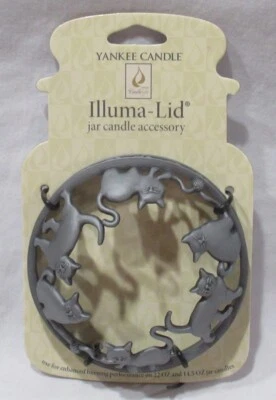 Yankee Candle Illuma-Tapa Vela Tarro Topper J/T KITTENS CAT en plata cepillada Foto 1 de 4