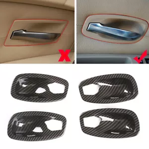 4×Carbon Fiber ABS Interior Door Handle Bowl Trim For BMW 5 Series E60 2006-2010 - Picture 1 of 9