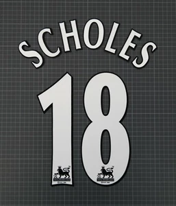 SCHOLES #18 1997-2007 Player Size Premier League White Nameset Lextra - Picture 1 of 2