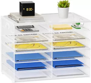 12 Compartments Paper Organizer for Desk, Mesh Literature Organizer, Mail File S - Picture 1 of 7