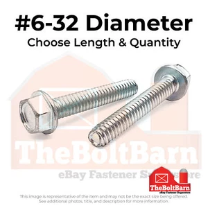 #6-32 Indent Hex Washer Head Thread Rolling Screws Zinc (Choose Length & Qty) - Picture 1 of 6