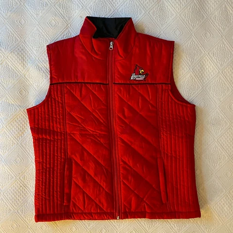 Louisville Cardinals G-III Sports Mens Puffer Vest Red Full Zip Pockets Lined L Cover