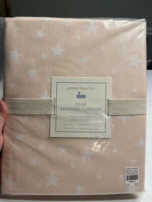 New Pottery Barn Blush Pink Star Shower Curtain 100% Cotton - Image 1 of 4