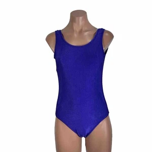 Vintage 90s Swimsuit Catalina Size M Glossy Purple Ultra Stretch Textured Ribbed - Picture 1 of 9
