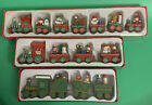 Wooden Miniture Christmas Train Sets. Lot Of 3
