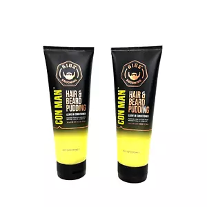 Gibs Grooming Con Man Hair & Beard Pudding 2 Pack 8 oz each Leave In Conditioner - Picture 1 of 7