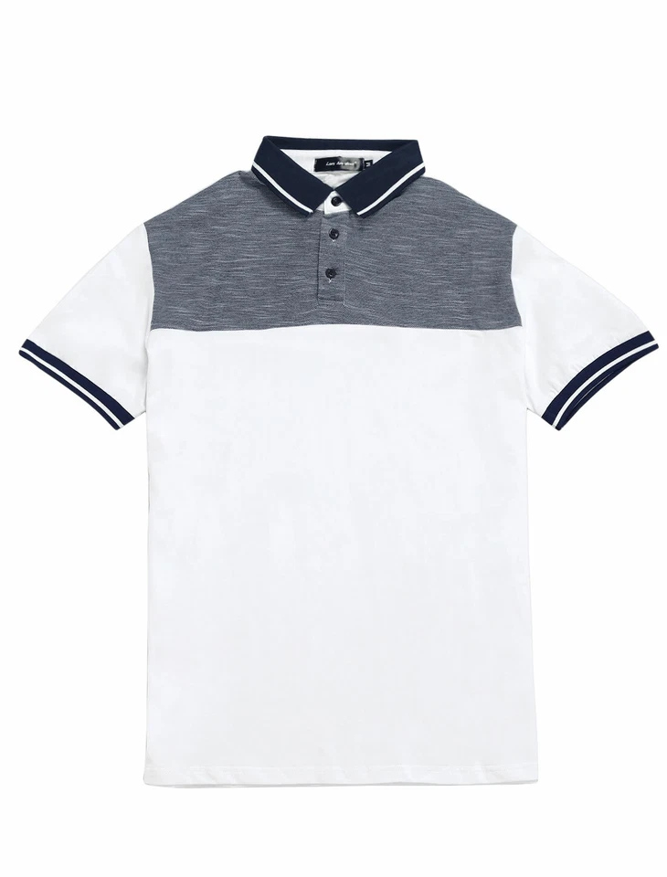 Hommes Polo Décontracté Bloc Couleur Manches Courtes Chemises Golf Coton Foto 1 de 4