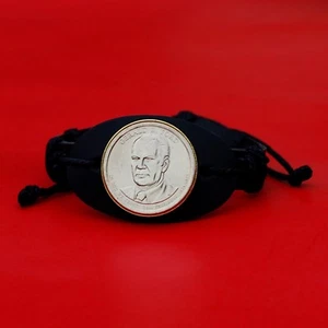 2016 Presidential Coin Genuine Leather Wristband Bracelet - Gerald Ford - Picture 1 of 5