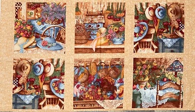 Country Home by Anna Krajewski for SSI Cotton (6)Quilt Blocks Panel 23" x 44" - Image 1 of 2