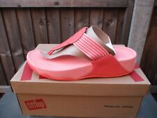 Fitflop Walkstar Finestripe Toe-Post Sandals Sunshine Coral Pink UK 6