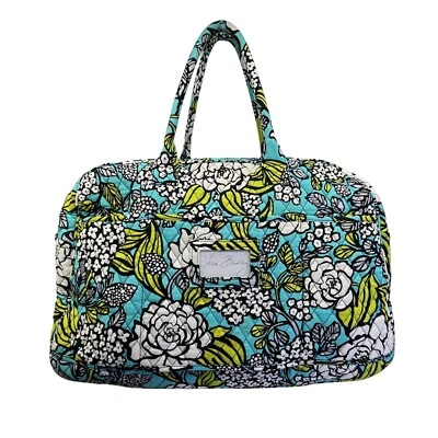 Bolsa de viagem Vera Bradley feminina verde/azul/branco floral acolchoada com alças - N - Imagem 1 de 4