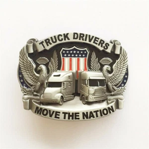 Antique Silver Enamel Nation Road Truck Driver Belt Buckle also Stock in US - Picture 1 of 6