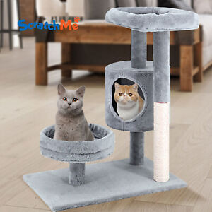 ScratchMe Cat Tree Condo & Hammock Scratching Post Cat Climbing Tower & Perches