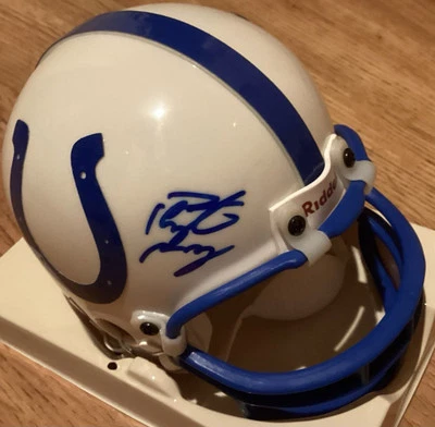 Peyton Manning autographed signed autograph Indianapolis Colts mini helmet (JSA) - Image 1 of 2