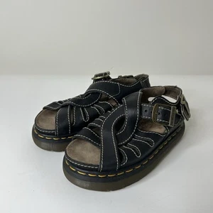 Vintage Dr. Marten Sandalen Damen 7 Y2K klobig gedrehte Riemen Leder Fischer - Bild 1 von 10