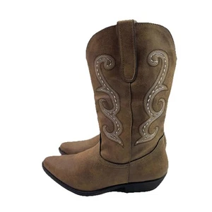 Me Too Dancer Synthetic Western Cowgirls Brown/Golden Boots Women’s Size 7 M - Picture 1 of 19