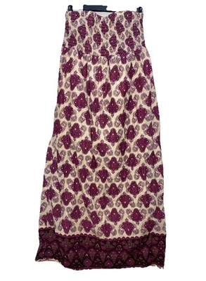 Maxi Vestido Sin Tirantes Calado Antiguo Azul Marino X Grande Algodón Colorido Boho Hippie Foto 1 de 4