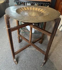 Revertable British Made Foldable Table With Brass Top - Picture 1 of 4