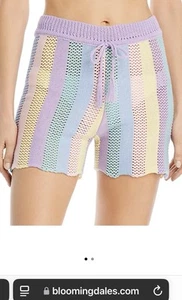 Capitanna Noa Striped Knit Crochet Shorts Bathing Suit Cover S - Picture 1 of 4