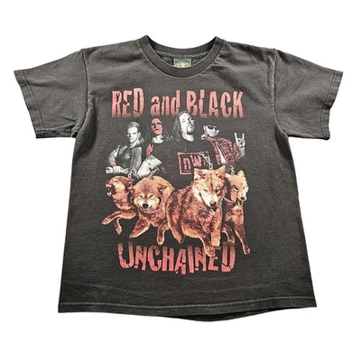 Camisa Wolfpac Vintage Nueva Orden Mundial Juvenil Grande Negra WCW Lucha Roja y Negra Años 90 Foto 1 de 4