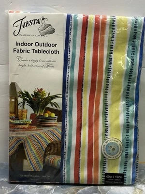 Fiesta Antiqua полоски многоцветный в полоску продолговатая скатерть 60 x 102» новый 8-10ppl - Изображение 1 из 4