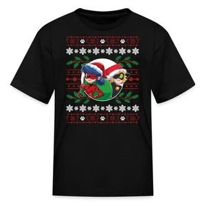 Miraculous Ladybug And Cat Noir Ugly Christmas Kid's T-Shirt - Picture 1 of 7
