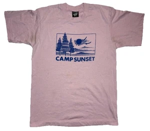 Vintage 80s Camp Sunset Single Stitch Pink Tee Shirt Screen Stars Best Adult M 50/50 - Bild 1 von 8