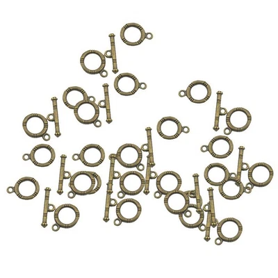 20 Sets Toggle Clasp Connector Bronze Bracelet Necklace Jewelry Findings - Image 1 of 4