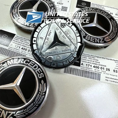 Tapacubos centrales de rueda corona negra A 171 400 01 25 5337 Mercedes Benz AMG 75 MM Foto 1 de 4